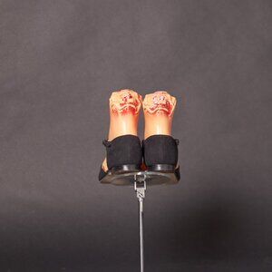 1960s T Strap Black Pointy Flats Shoes